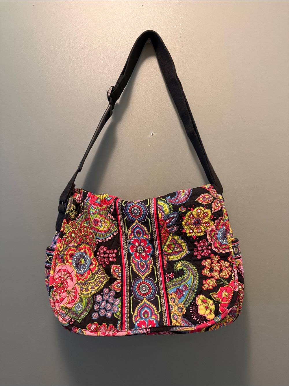 Vera Bradley Quilted Floral Crossbody Shoulder Bag - Black Multi